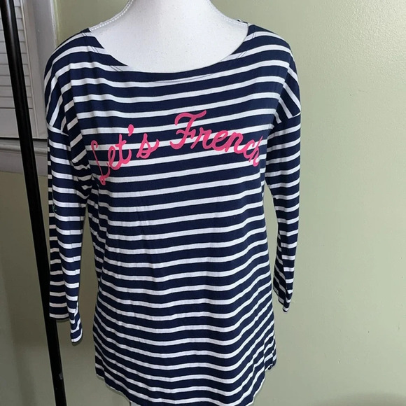 Sundry Maritime ‘Let’s French’ stripes 3/4 sleeve top - Picture 1 of 17